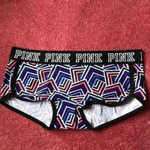 Victoria's Secret PINK Logo Boyshort Navy Geo Medium NEW